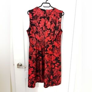 Anne Klein Red and Black Floral Midi Dress